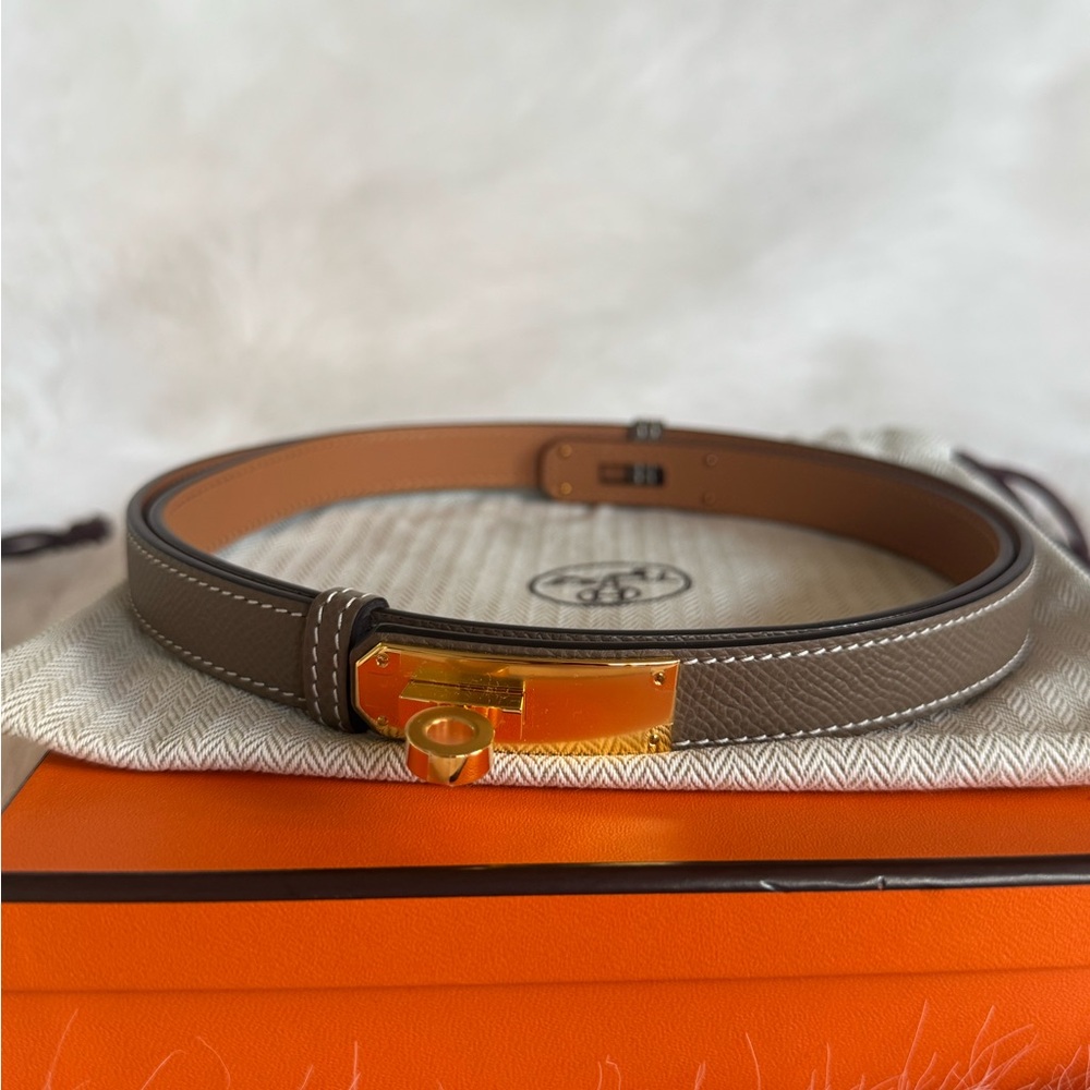 Hermes Kelly belt Etoupe/ghw BNIB k stamp